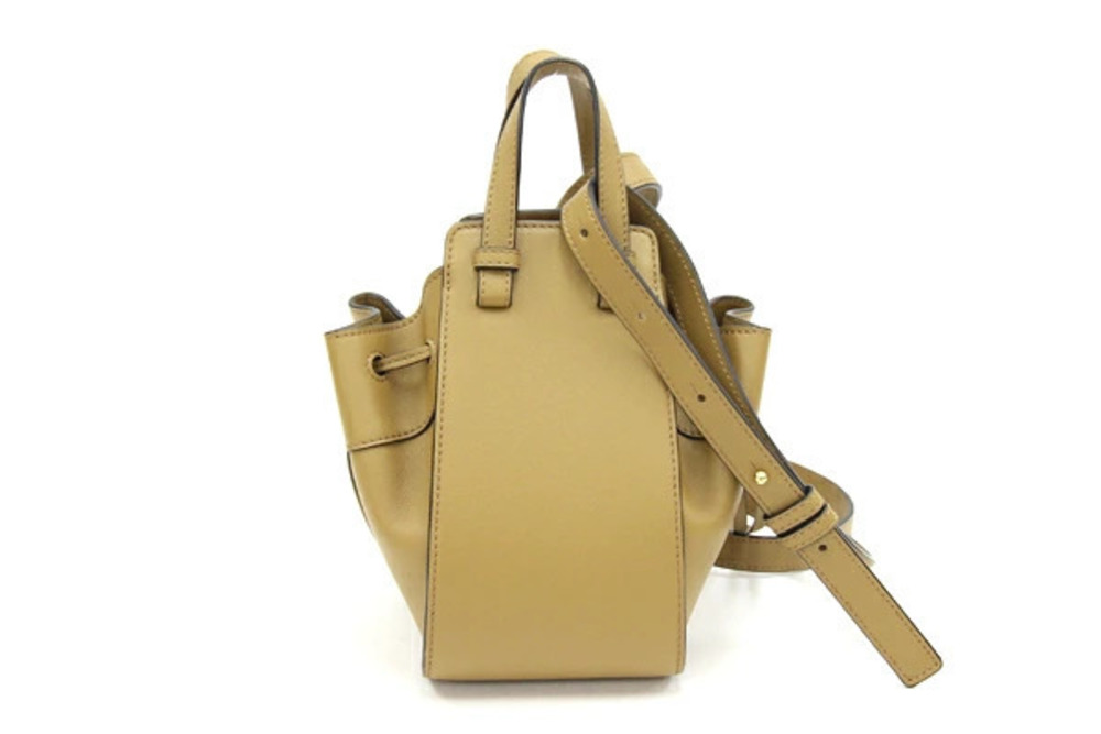 Loewe Green Handbag Oak Brown Anagram Bag Calfskin Hammock Drawstring Khaki